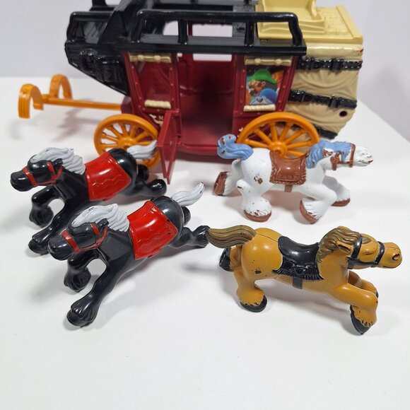 Great Adventures Wild West Western Stagecoach Cowboys Horses Fisher Price - Picture 11 of 16